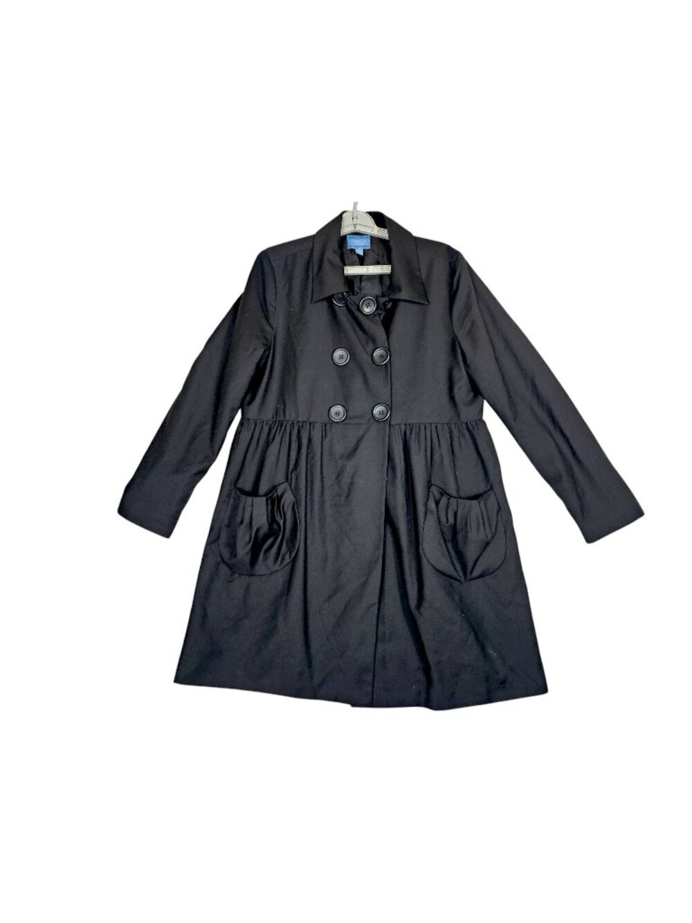 Simply Vera Vera Wang Womens Black Double-Breasted Coat Size L